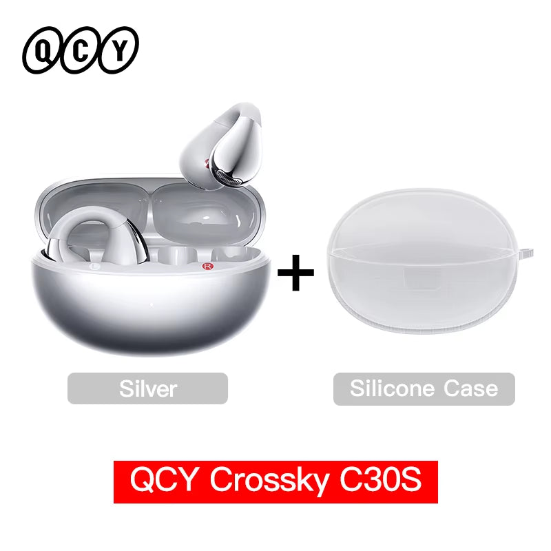 Crossky C30S Open Ear Wireless Earphones Hi-Res with LDAC Ear Clip Earbuds Bluetooth 6.0 Clip on OWS Sports Headphones 40Hrs