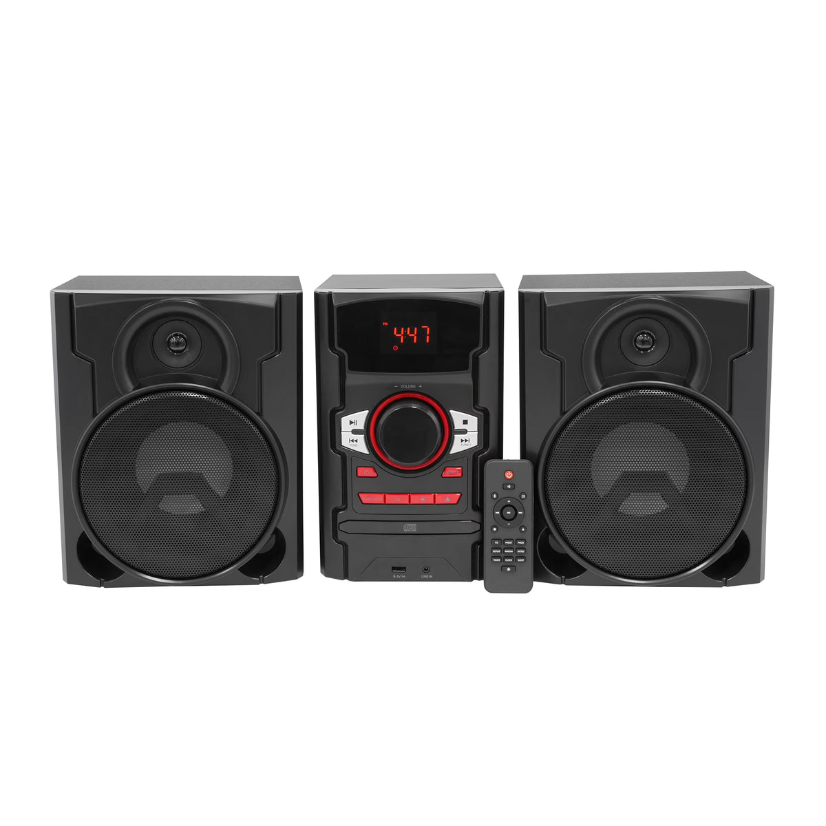 . CD Stereo System 100W with Bluetooth and USB Charging