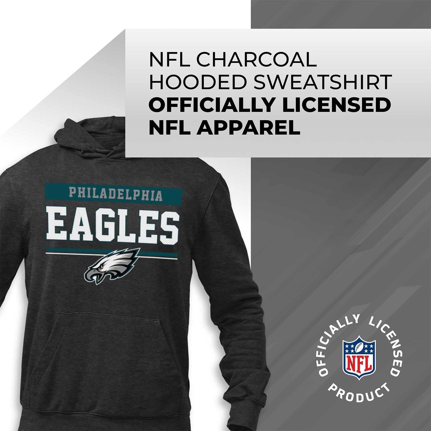 NFL Adult Gameday Charcoal Hooded Sweatshirt - Cotton & Polyester Blend - Stay Warm and Represent Your Team