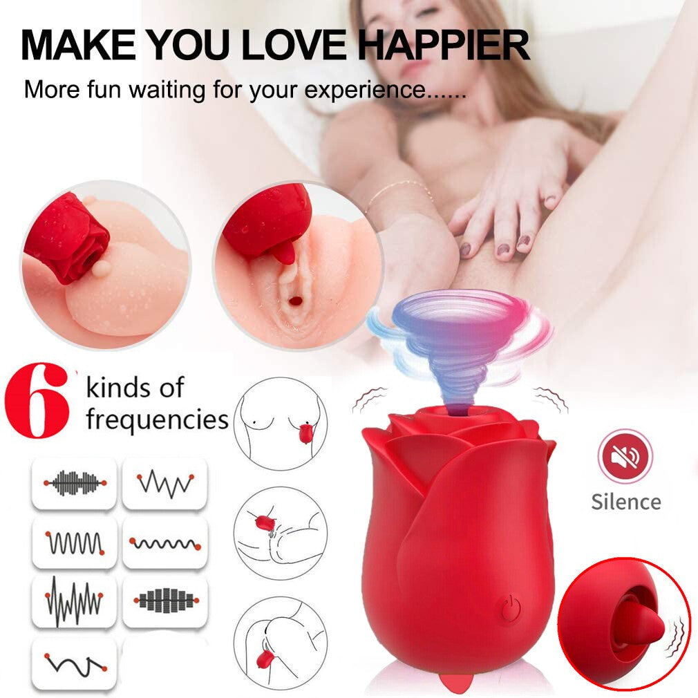 Rose Suction Vibrator Sucking Breast Pump Women Toy Nipple Sucker Rechargeable