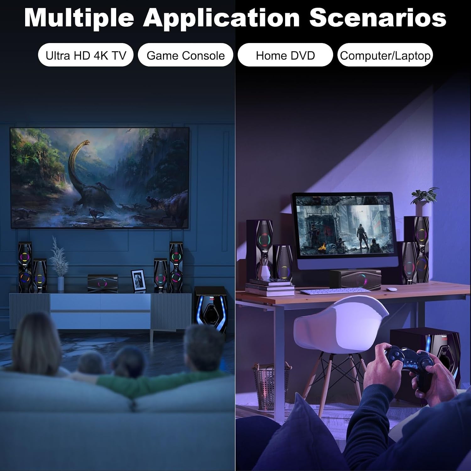 Home Theater Systems Surround Sound Speakers,1200 Watts Peak