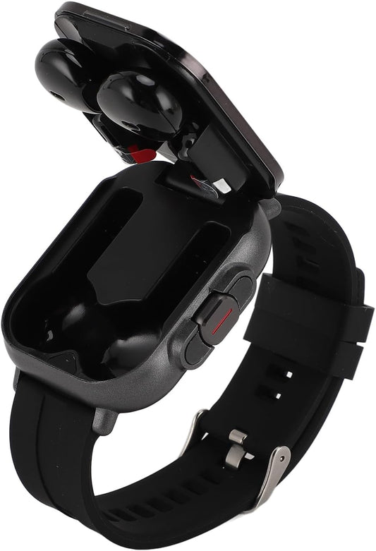 Smartwatch with Earbuds, Earbuds Watches with Silicone Band, 2.01 Inch Screen, Tracker Watch with Earbuds Inside, Support NFC, IP67, Charging