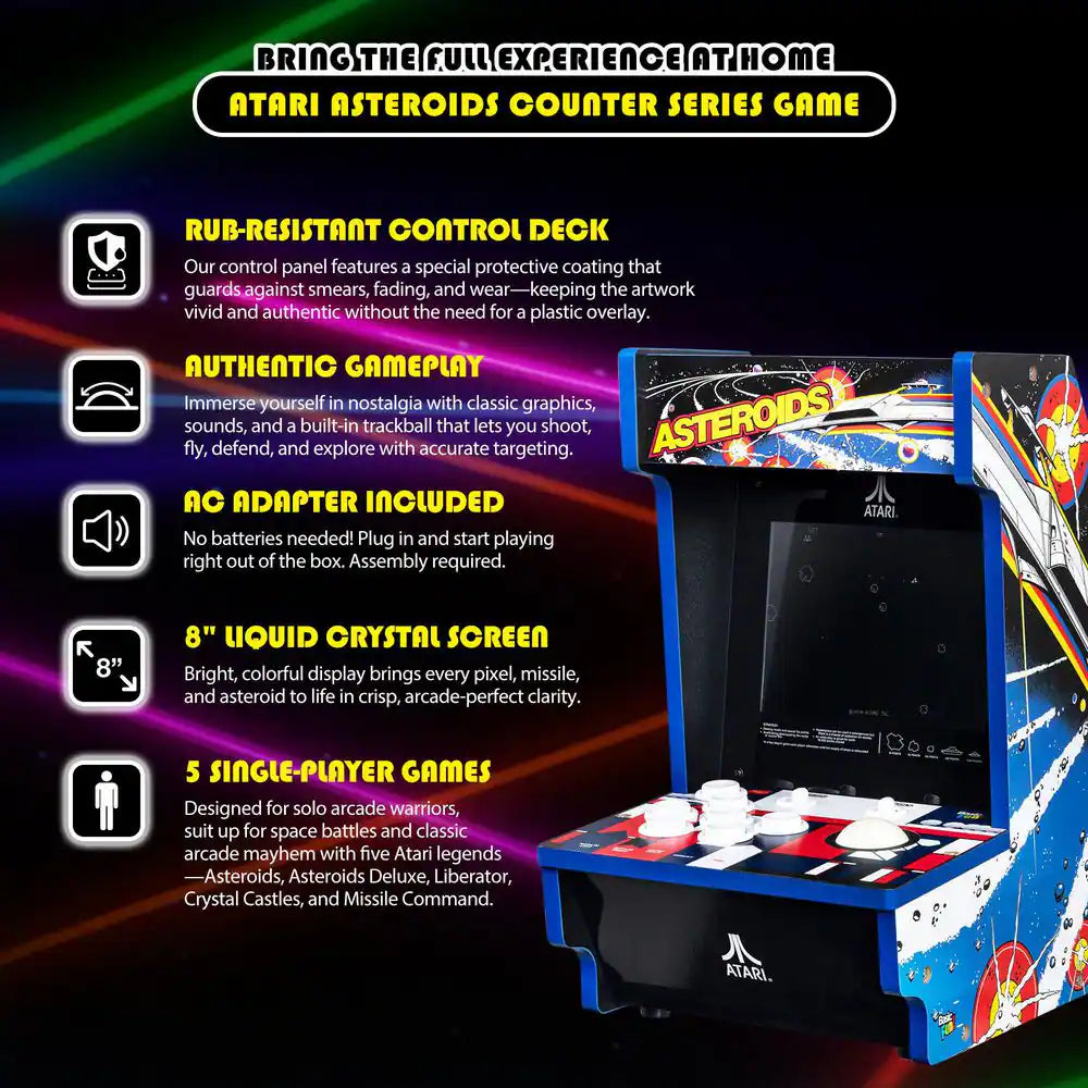 Atari Asteroids Counter Series Arcade Game with 8 In. Screen