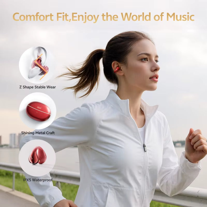 Crossky C30S Open Ear Wireless Earphones Hi-Res with LDAC Ear Clip Earbuds Bluetooth 6.0 Clip on OWS Sports Headphones 40Hrs