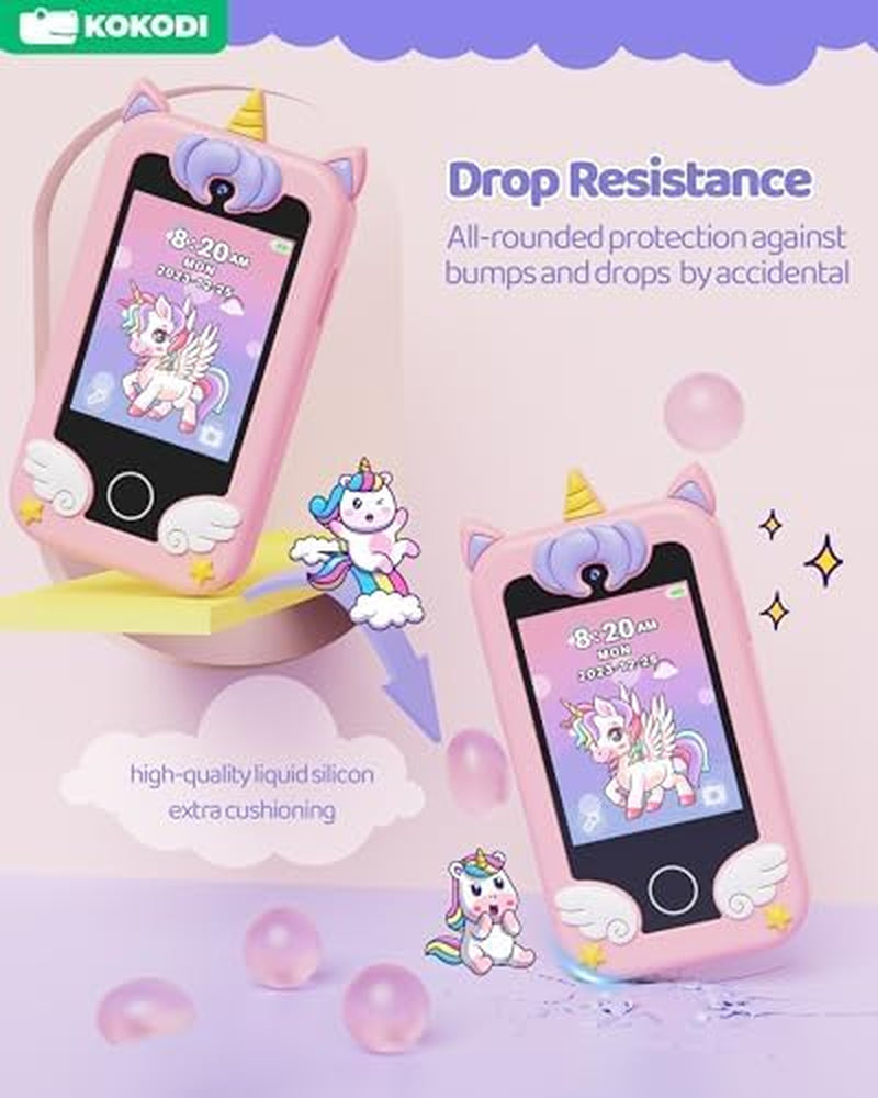 KOKODI Kids Smart Phone Toys, Birthday Gifts Unicorn Toddler Play Phone for Girl