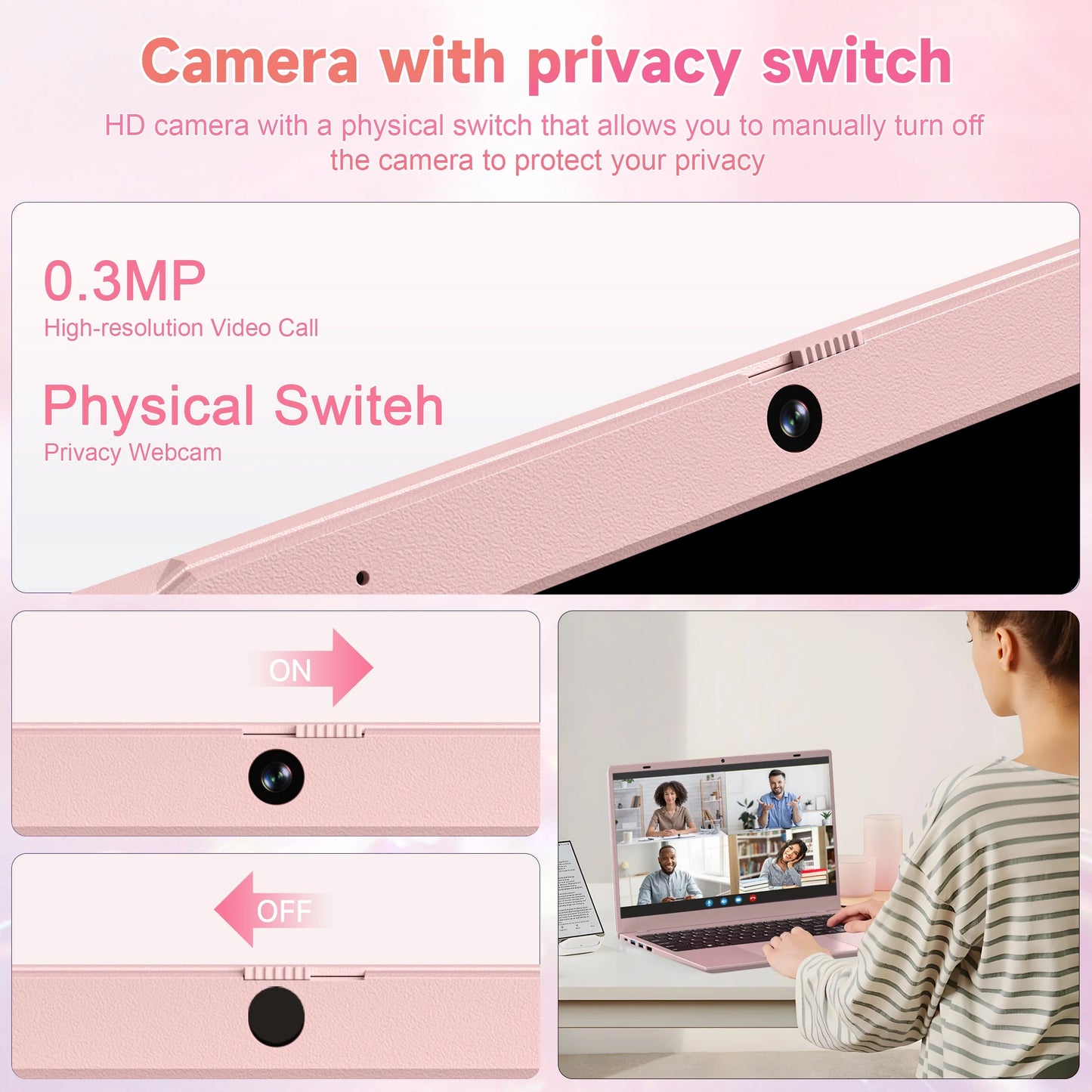 15.6" Pink Laptop Computer, 16GB RAM 512GB SSD, Intel 6500Y (Up to 3.4Ghz) with Office 2024, Windows 11 Pro Laptop, FHD Display, Wifi5 BT5.0 for Business, Student, Office