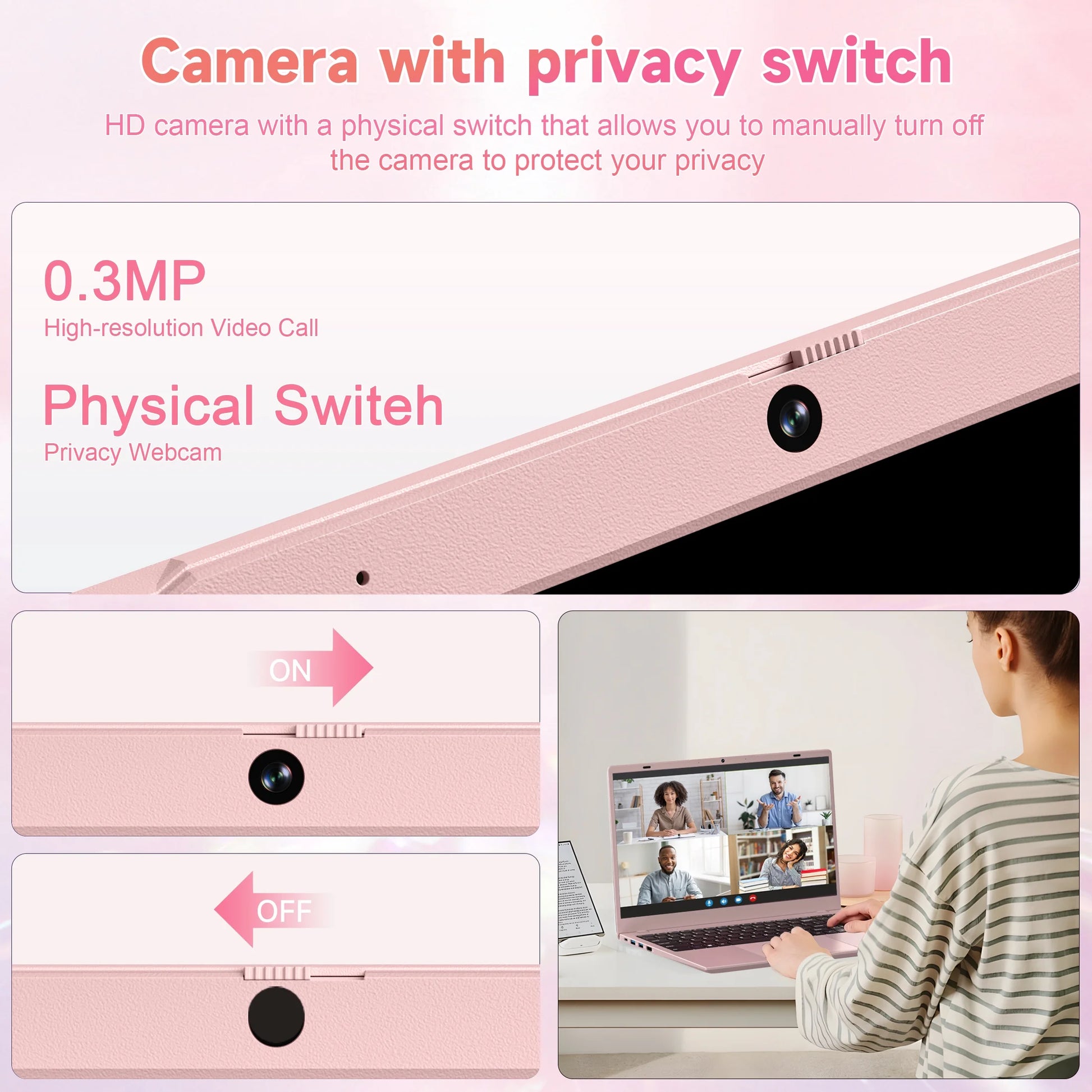 15.6" Pink Laptop Computer, 16GB RAM 512GB SSD, Intel 6500Y (Up to 3.4Ghz) with Office 2024, Windows 11 Pro Laptop, FHD Display, Wifi5 BT5.0 for Business, Student, Office