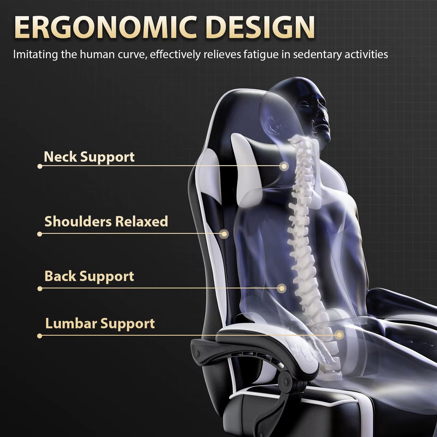 Ergonomic Gaming Chair Recliner, PU Leather Racing Game Chairs for Adults, Executive Office Chair Gamer Chair with Massager