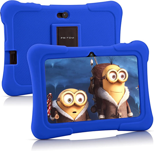 7 Inch Kids Tablet, Quad Core Tablet Android, 32 GB ROM, Wifi, Bluetooth, Dual Camera, Educationl, Games, Parental Control, Kids Software Pre-Installed with Kids-Tablet Case, Blue