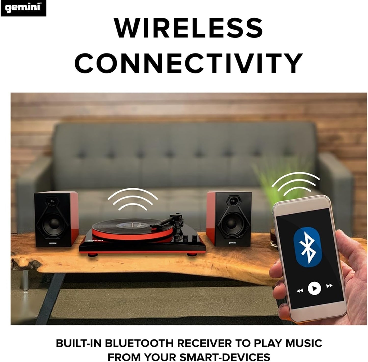 Bluetooth Turntable with Built-In Speakers, Red (TT-900BR) | Bluetooth Turntable with Built-In Speakers - 3-Speed, Ceramic Cartridge - RCA Output - Easy Setup
