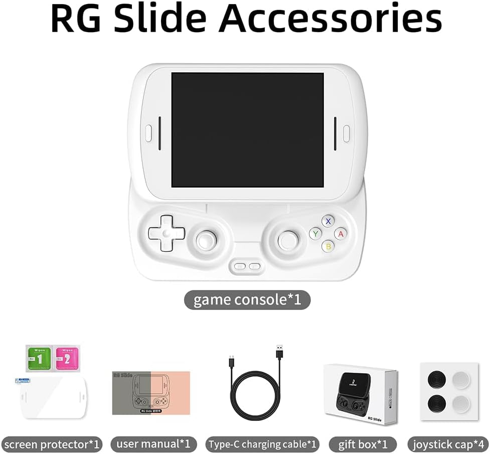 RG Slide Retro Handheld Console,Portable Android Gaming Console for Travel and Home Entertainment,4.7 Inch 120Hz Touchscreen,Unisoc T820,Hall Joystick,Wifi Bluetooth,Ai Assistant,8Gb+128Gb