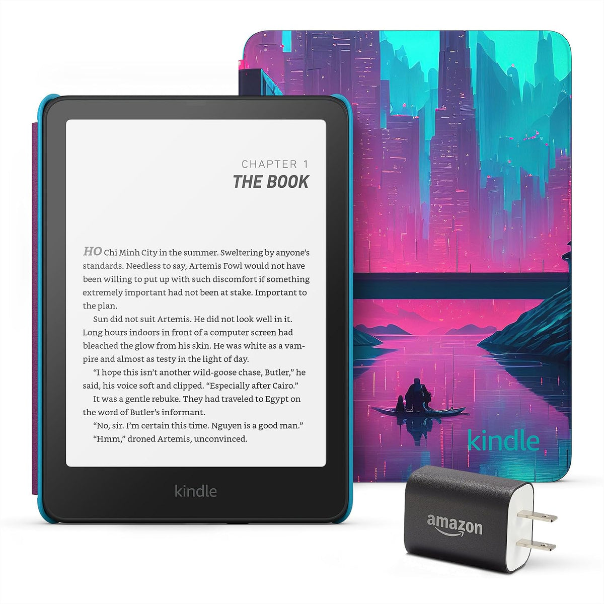 Kindle Paperwhite Kids Essentials Bundle Including All-New Kindle Paperwhite Kids (16GB) - Cyber City and Power Adapter