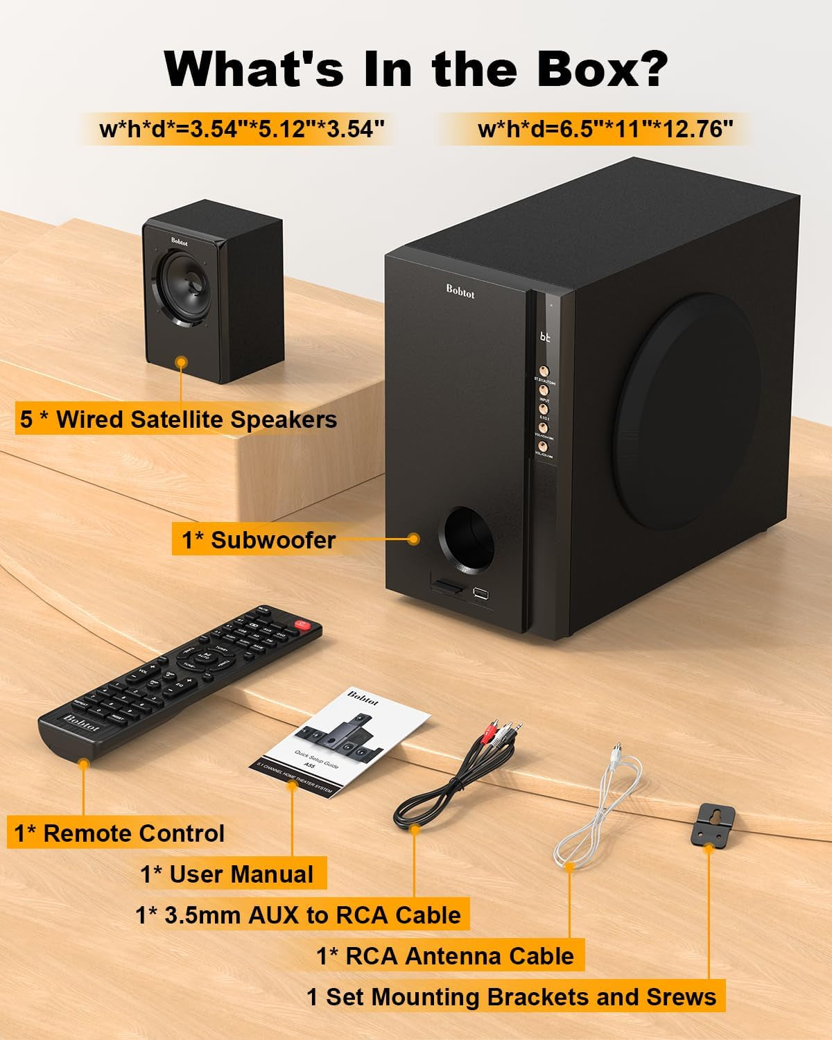 Home Theater Systems with 5.25 Inch Subwoofer, 600 Watts Peak
