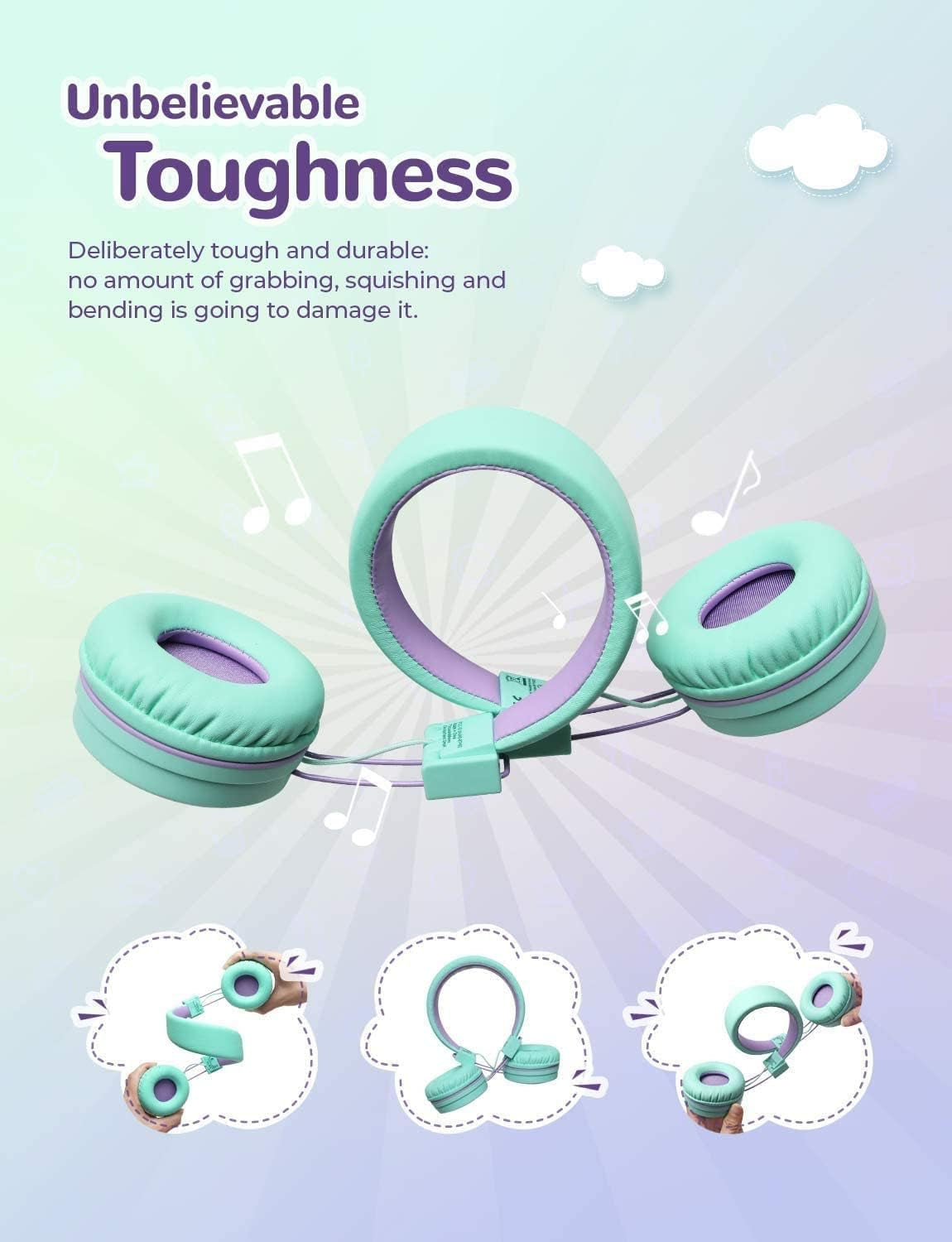 [2 Pack BTH02 Kids Bluetooth Headphones for School with MIC, 85Dba Volume Protection, Adjustable Foldable,For Ipad/Tablet/Airplane, Green/Blue