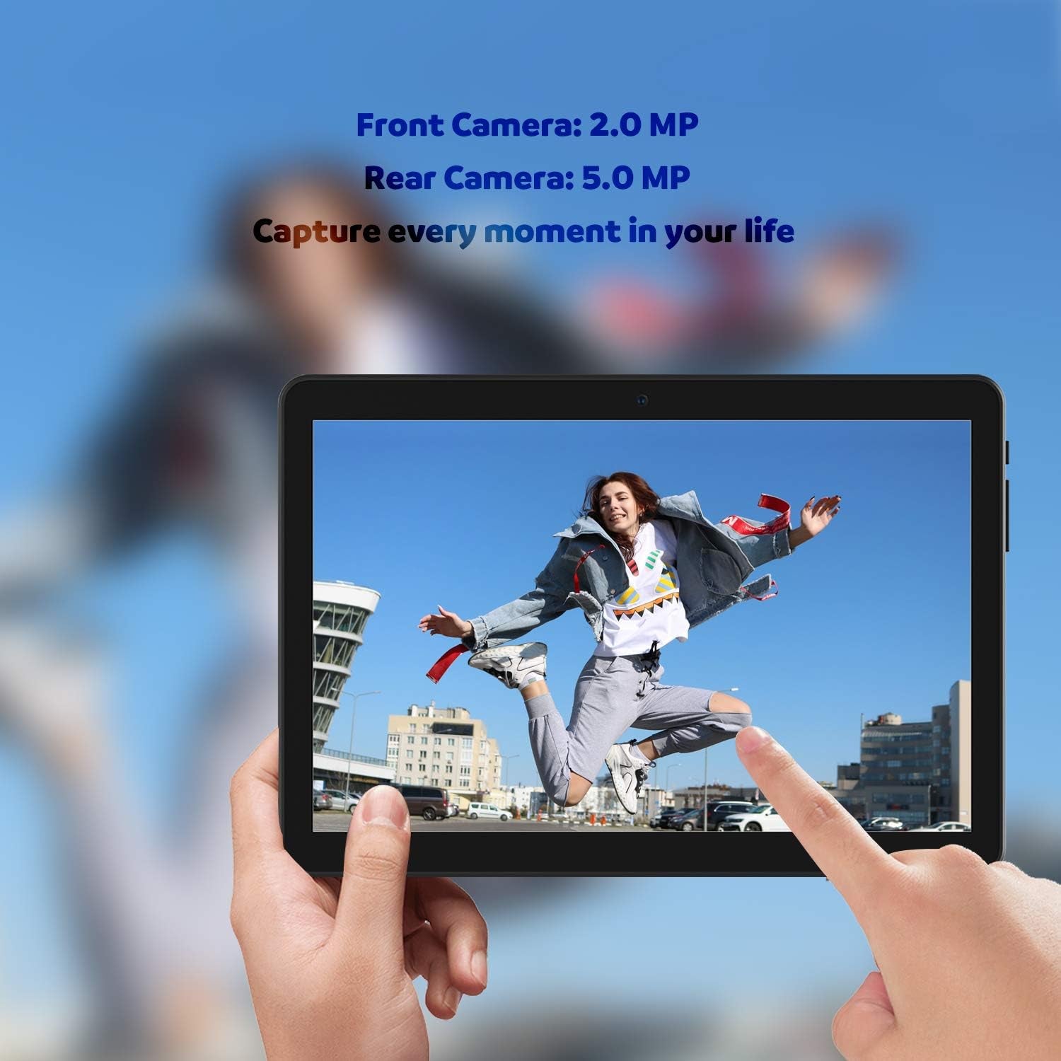 Tablet 10 Inch, 5G Wifi Tablet, Android 8.1 Go, 16GB, Dual Camera, 1280X800 IPS Display, GPS, Bluetooth, GMS Certified PC - Black