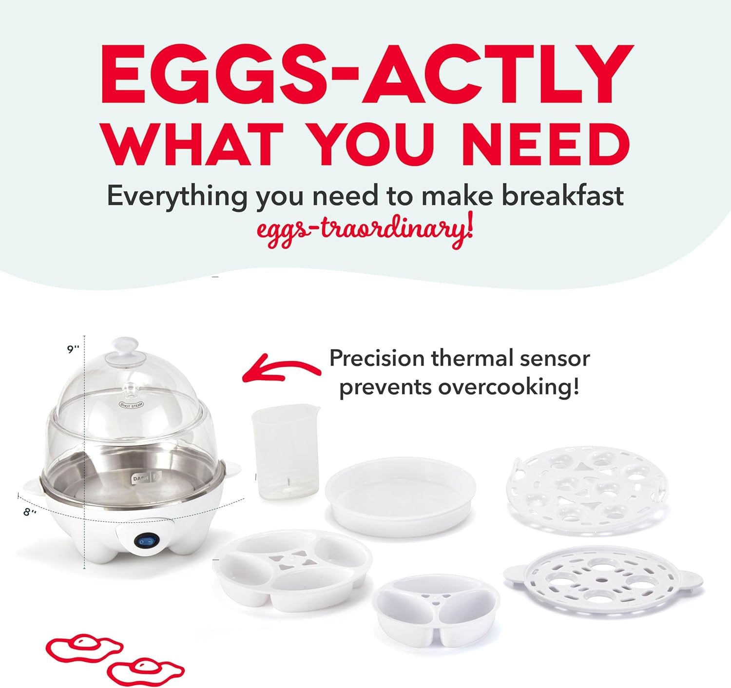 Deluxe Rapid Egg Cooker for Hard Boiled, Poached, Scrambled Eggs, Omelets, Steamed Vegetables, Dumplings & More, 12 Capacity, with Auto Shut off Feature - White