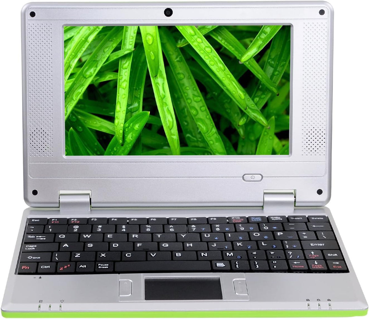 7 Inch Portable Mini Computer Laptop PC Netbook for Kids Android 12 Quad Core 32GB Wifi Built in Camera Youtube Flash Player (Green)