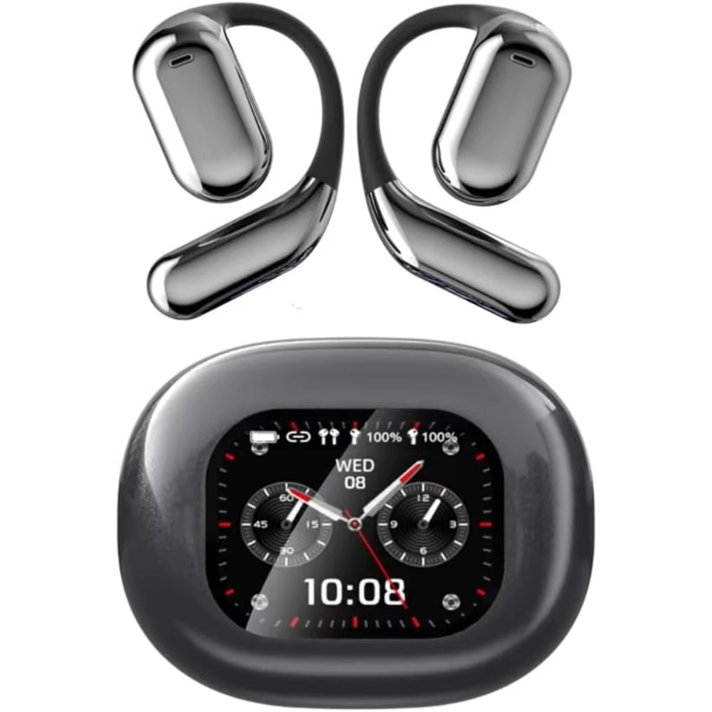 Open Ear Earbuds, Wireless Bluetooth 5.4, IPX7 Waterproof, Bone Conduction, Touch Screen, Ear Hooks, for Running & Fitness