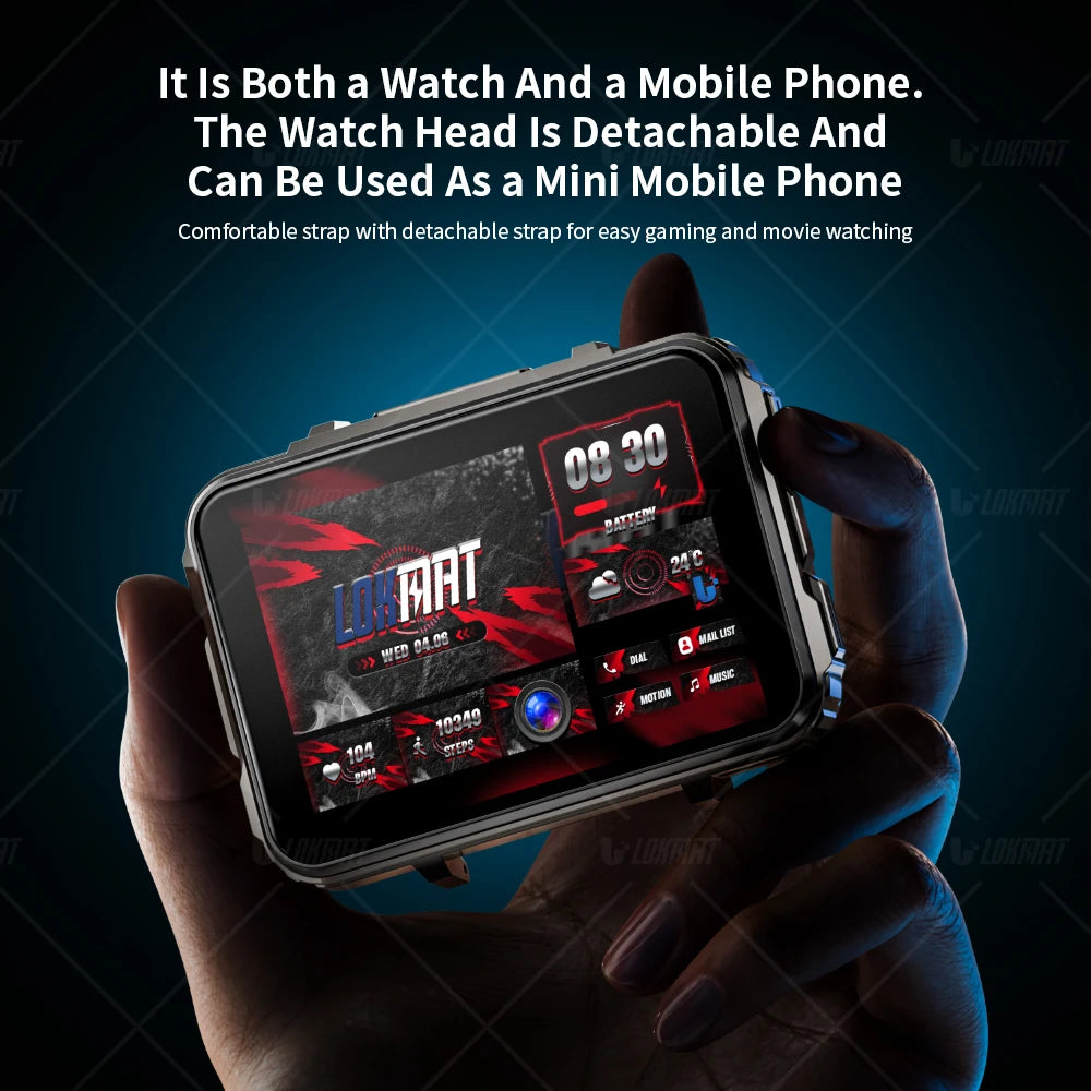 Lokmat Appllp 5 Android Watch Phone Square Big Screen Wifi 4G Calls Smartwatches Dual Camera with Flashlight Gaming Watch