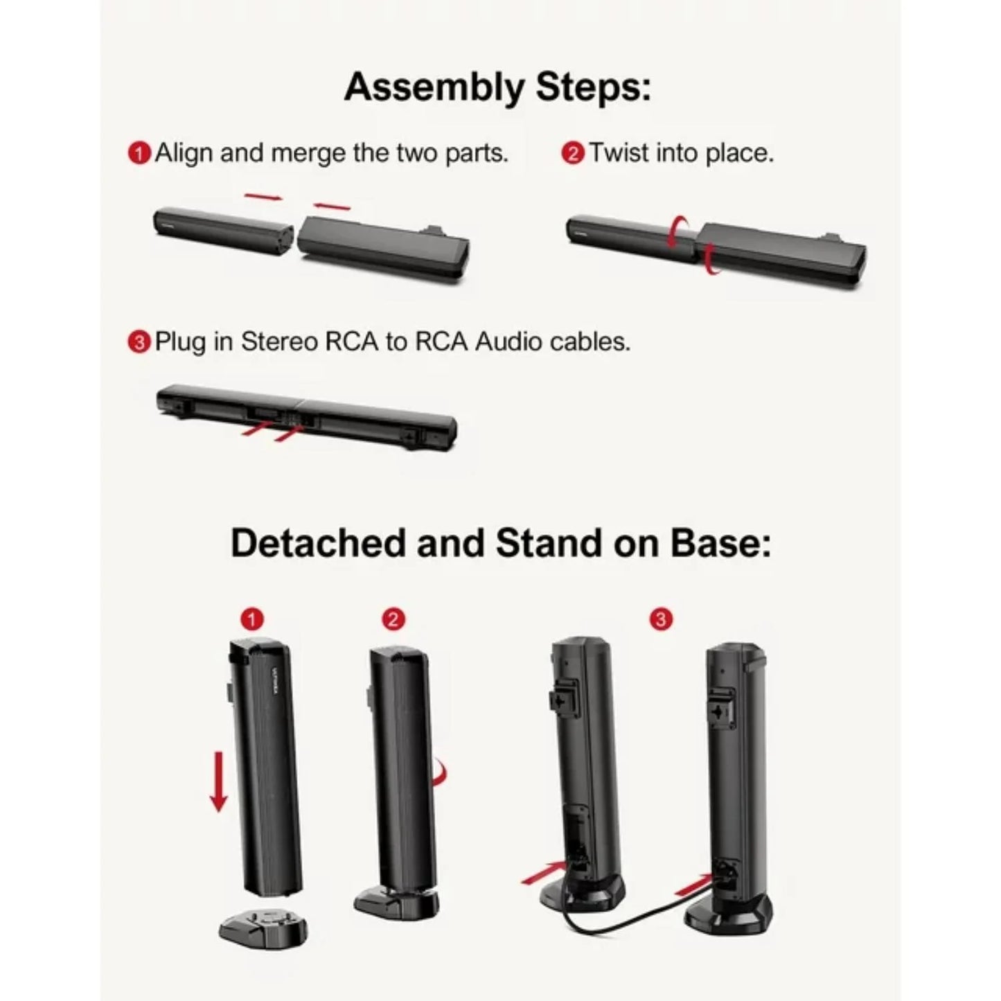 2.2Ch Sound Bar for TV, Built-In Dual Subwoofer, 2 in 1 Separable Bluetooth 5.3 Soundbar , Bassmax Adjustable TV Surround Sound Bar, Hdmi-Arc/Optical/Aux Home Theater Speakers, Wall Mount