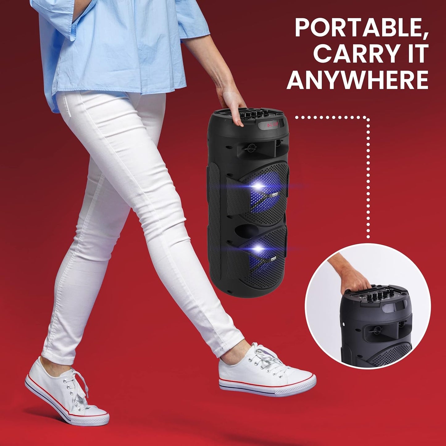 Portable Bluetooth PA Speaker-240W Dual 6.5" Rechargeable Indoor/Outdoor BT Karaoke Audio System-Tws, Party Lights, LED Display, FM/AUX/MP3/USB/SD, 6.5Mm In, Carry Handle-Wireless Mic, Remote