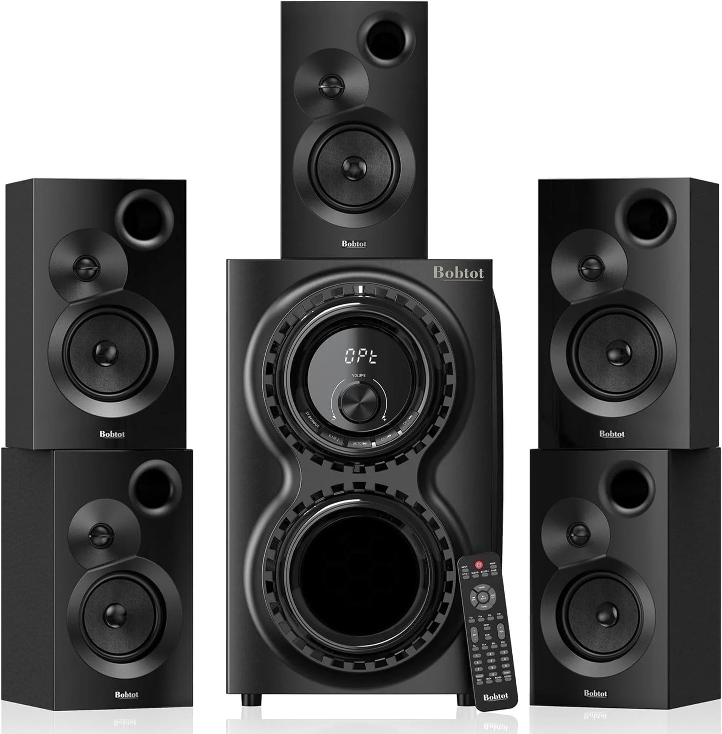 Surround Sound Systems 1400 Watts Peak Power Home Theater Speakers - 12" Subwoofer Strong Bass 5.1 Wired Loud Stereo Audio System with Bluetooth ARC Optical Input for TV