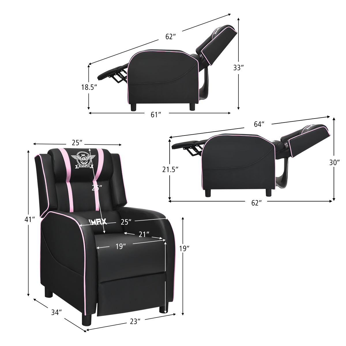 Massage Gaming Recliner Chair Racing Single Lounge Sofa Home Theater Seat