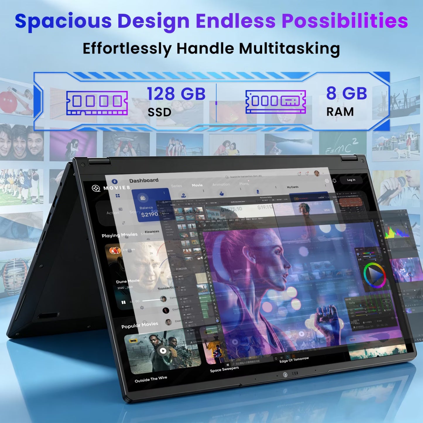 15.6" Laptop 2 in 1 Touchscreen, Windows 11 Laptop Computer, Intel I3-1215U (6C/8T, up to 4.4Ghz), 8GB RAM 128GB SSD, Backlit Keyboard, Wi-Fi 6, 1 Free Office 365