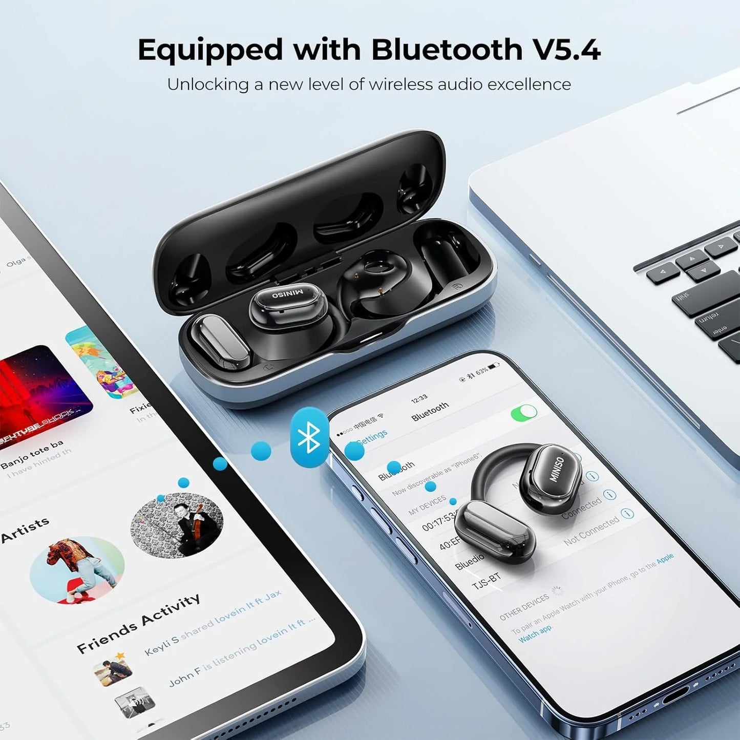 MS165 AI Translation Earbuds Real Time Translator Open Ear Earbuds 150 Languages Bluetooth 5.4
