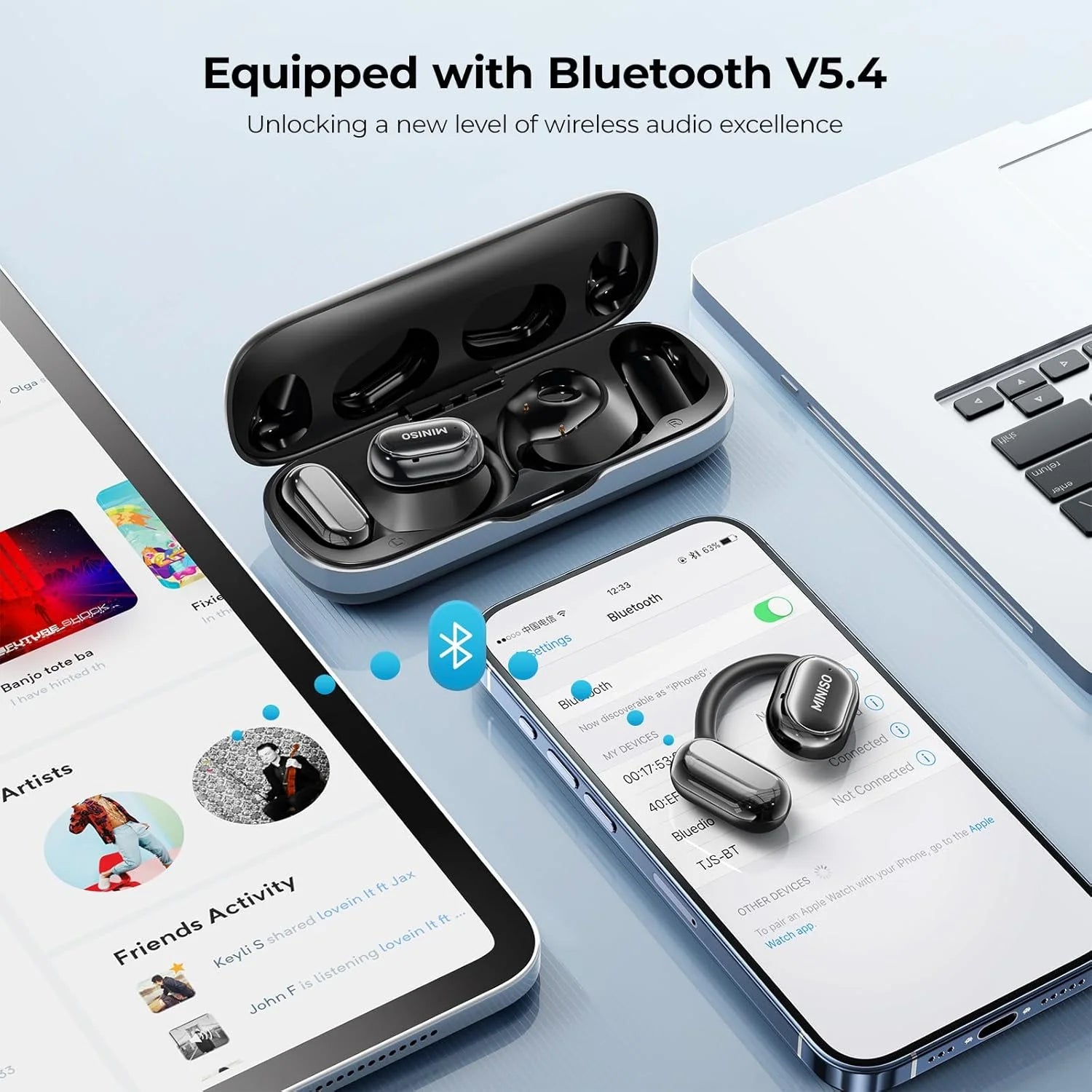 MS165 AI Translation Earbuds Real Time Translator Open Ear Earbuds 150 Languages Bluetooth 5.4