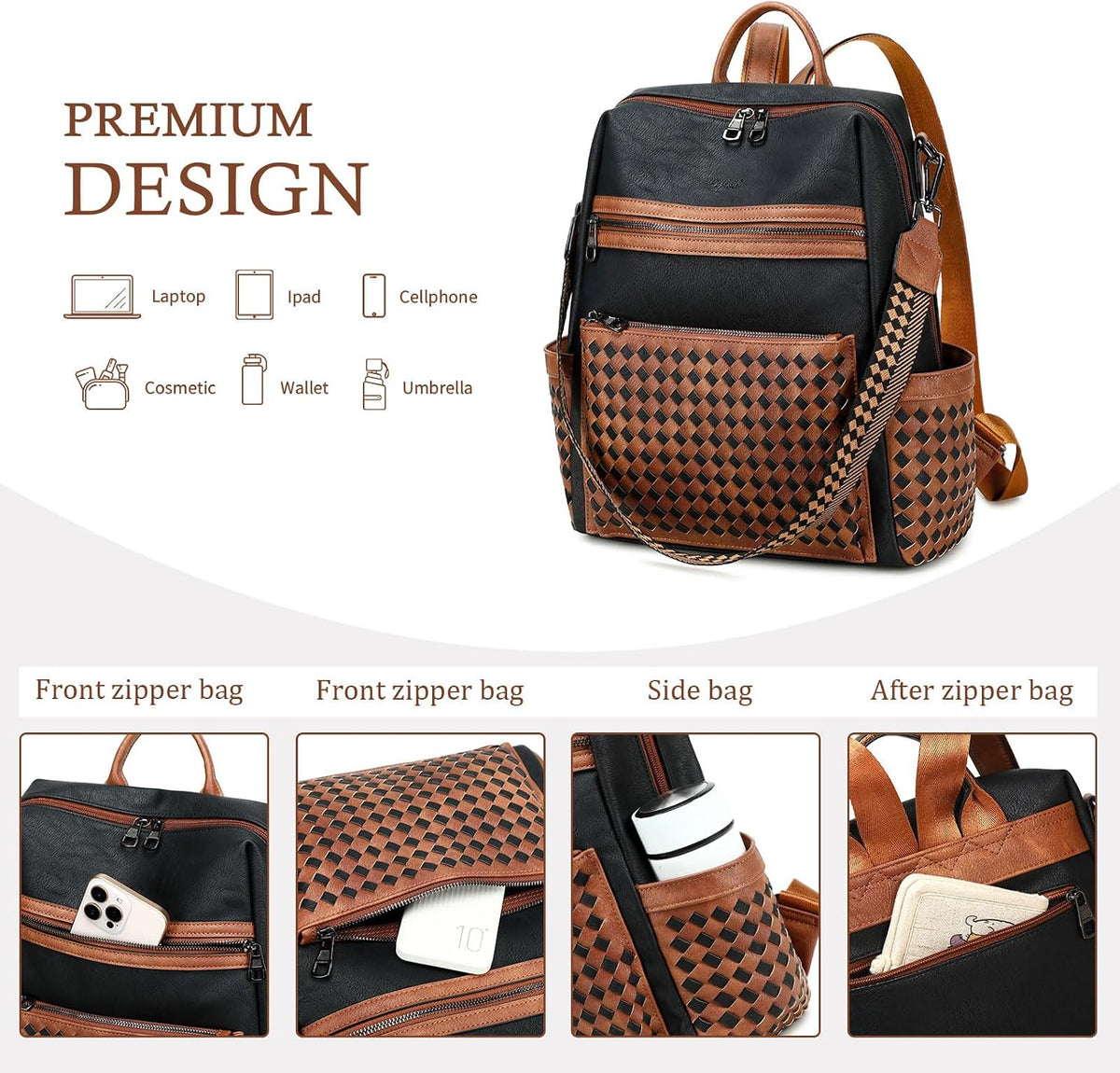 Leather Backpack Purse for Women Designer Ladies Shoulder Bag Fashion Faux Work Travel Handbags