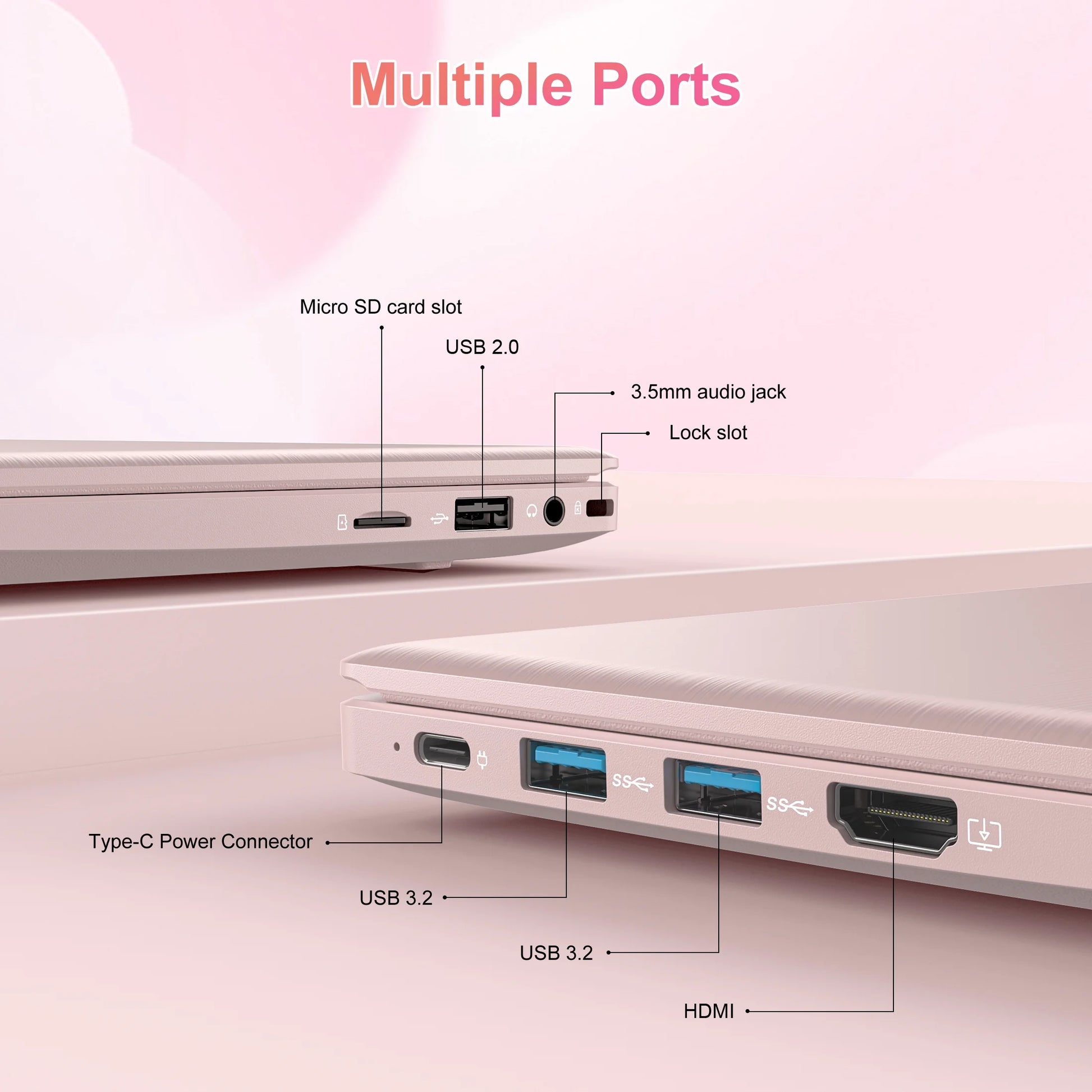 15.6" Pink Laptop Computer, 16GB RAM 512GB SSD, Intel 6500Y (Up to 3.4Ghz) with Office 2024, Windows 11 Pro Laptop, FHD Display, Wifi5 BT5.0 for Business, Student, Office