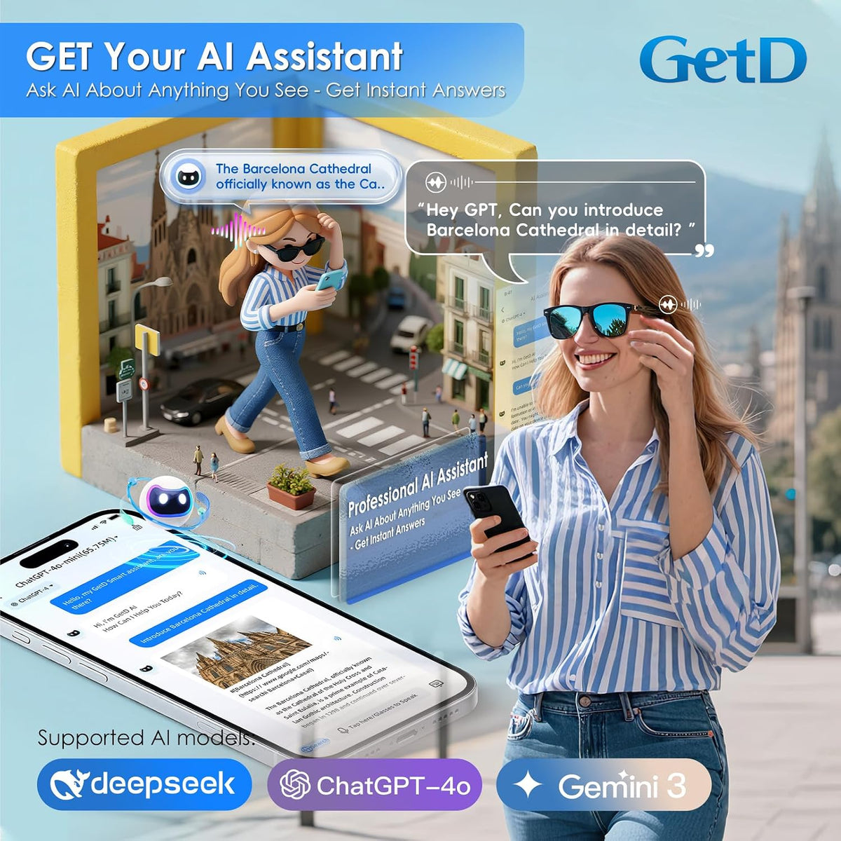 AI Glasses, Smart Glasses Powered by Chatgpt, Real-Time AI Translation