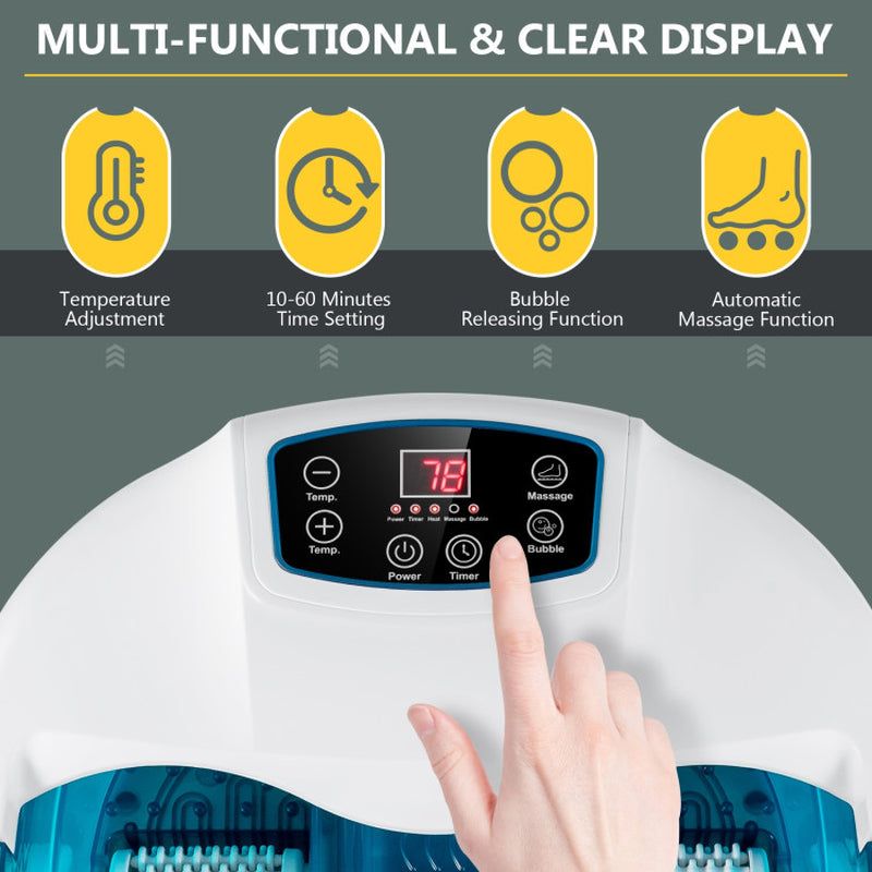 Foot Spa Tub with Bubbles and Electric Massage Rollers for Home Use