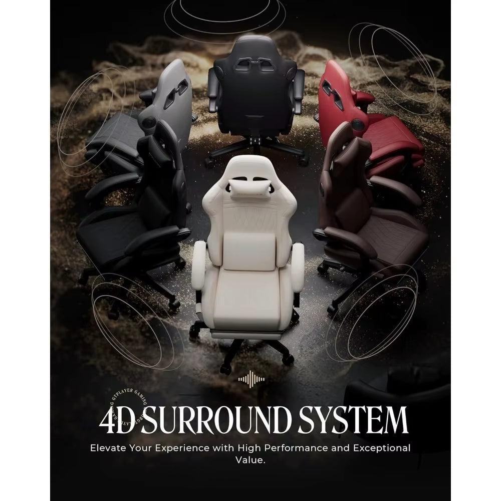 Gaming Chair with Speakers, Video Game Chairs with Footrest, PC Gamer Chairs for Adults - Padded High Back Ergonomic Re