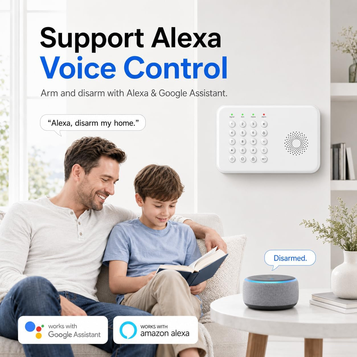 Wireless Home Security System Wifi/4G Home Alarm System with Phone APP Alert | Voice Control | No Subscription Fees | 24/7 Monitoring | Alexa Compatible