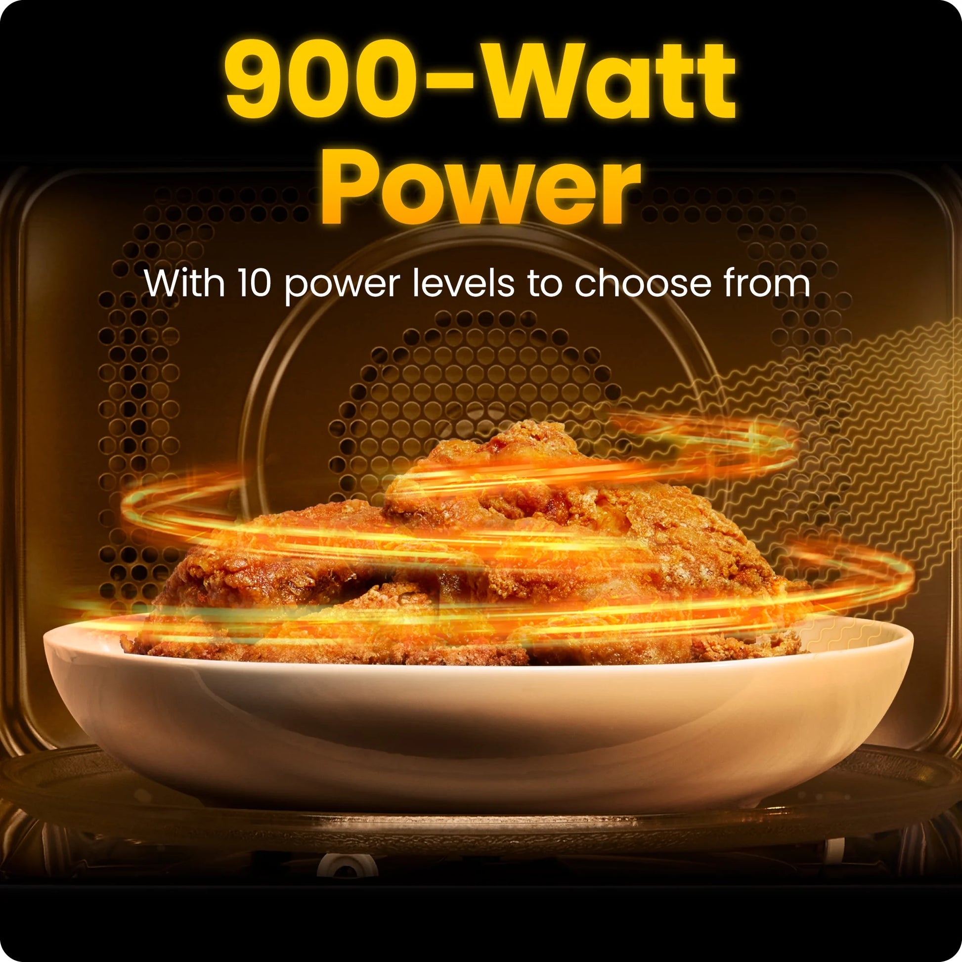 Countertop Microwave Oven 0.9 Cu. Ft., 900 Watts with 6 Presets and 10 Power Levels - Black