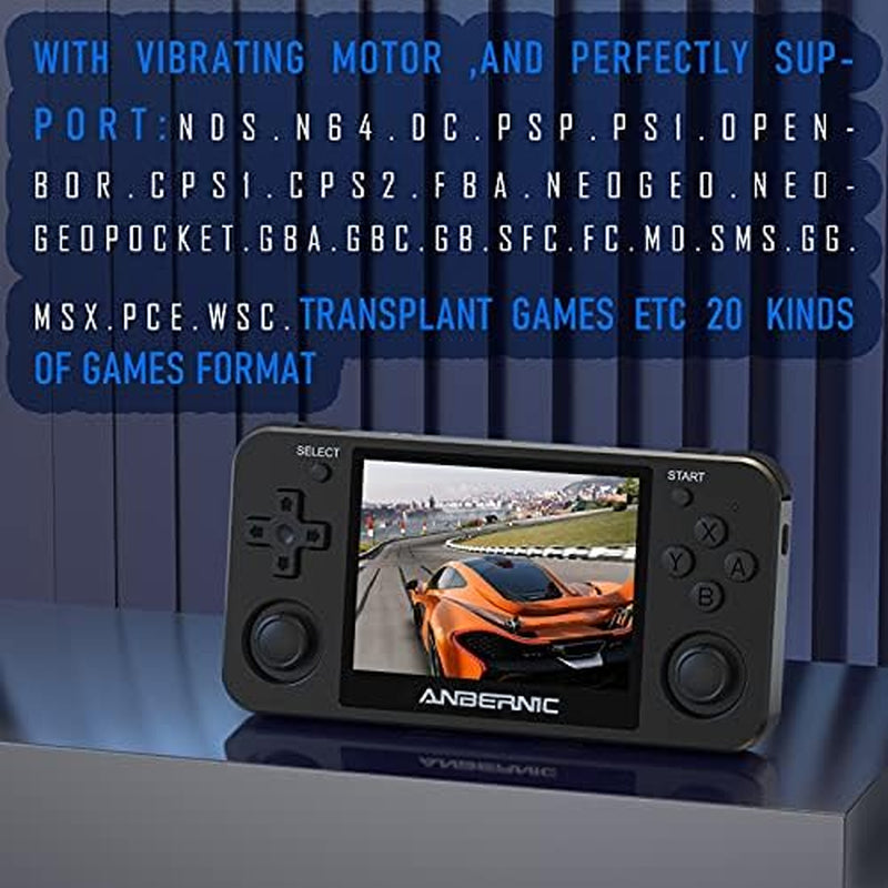 RG351M Retro Game Console,Wifi Built-In Online Sparring, Handheld Game Console with 64G TF Card 2500 Classic Games, Portable Game Console 3.5 Inch IPS Screen Happy Time with Kids (Gray)
