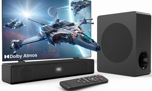 Sound Bar for TV, 200W Peak Power Dolby Atmos Soundbar with Subwoofer, 2.1 CH 3D Surround Home Audio TV Speakers with Remote Control, Bluetooth 5.3/Hdmi-Arc/Aux/Opt