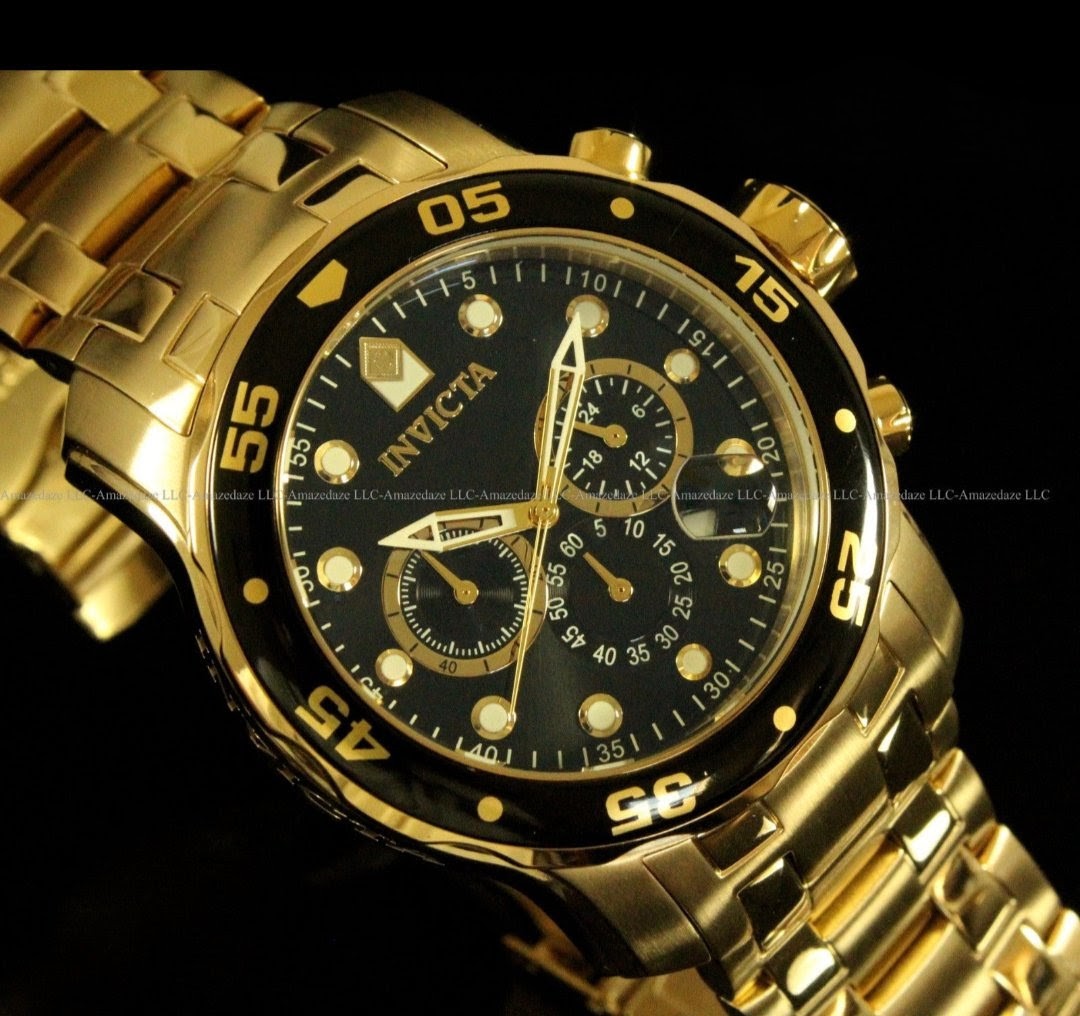 NEW Invicta Men's Pro Diver Scuba Chronograph Stainless Steel Black Dial Watch!!