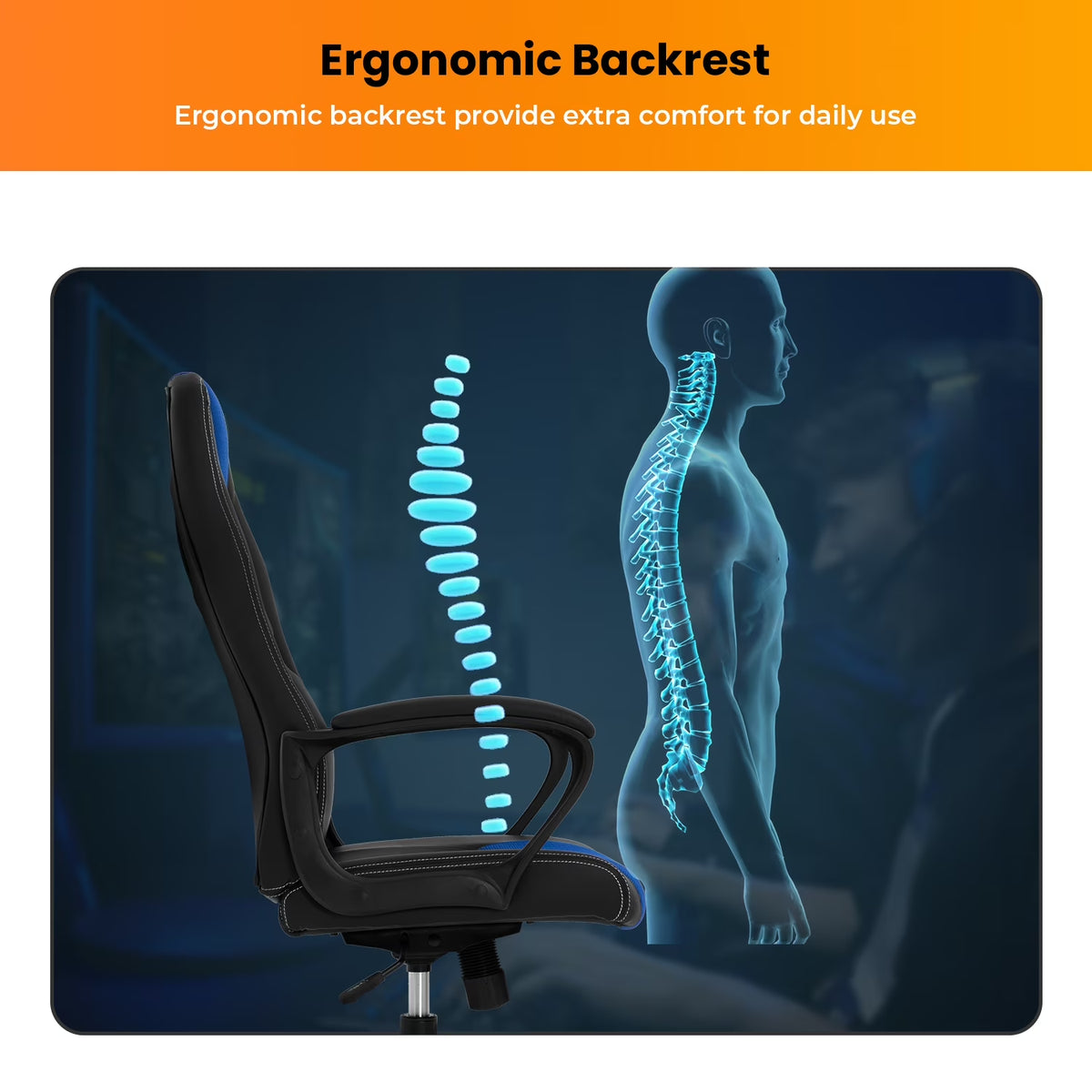 Ergonomic Adults Leather Racing Gaming Chairs with Wheels, IND