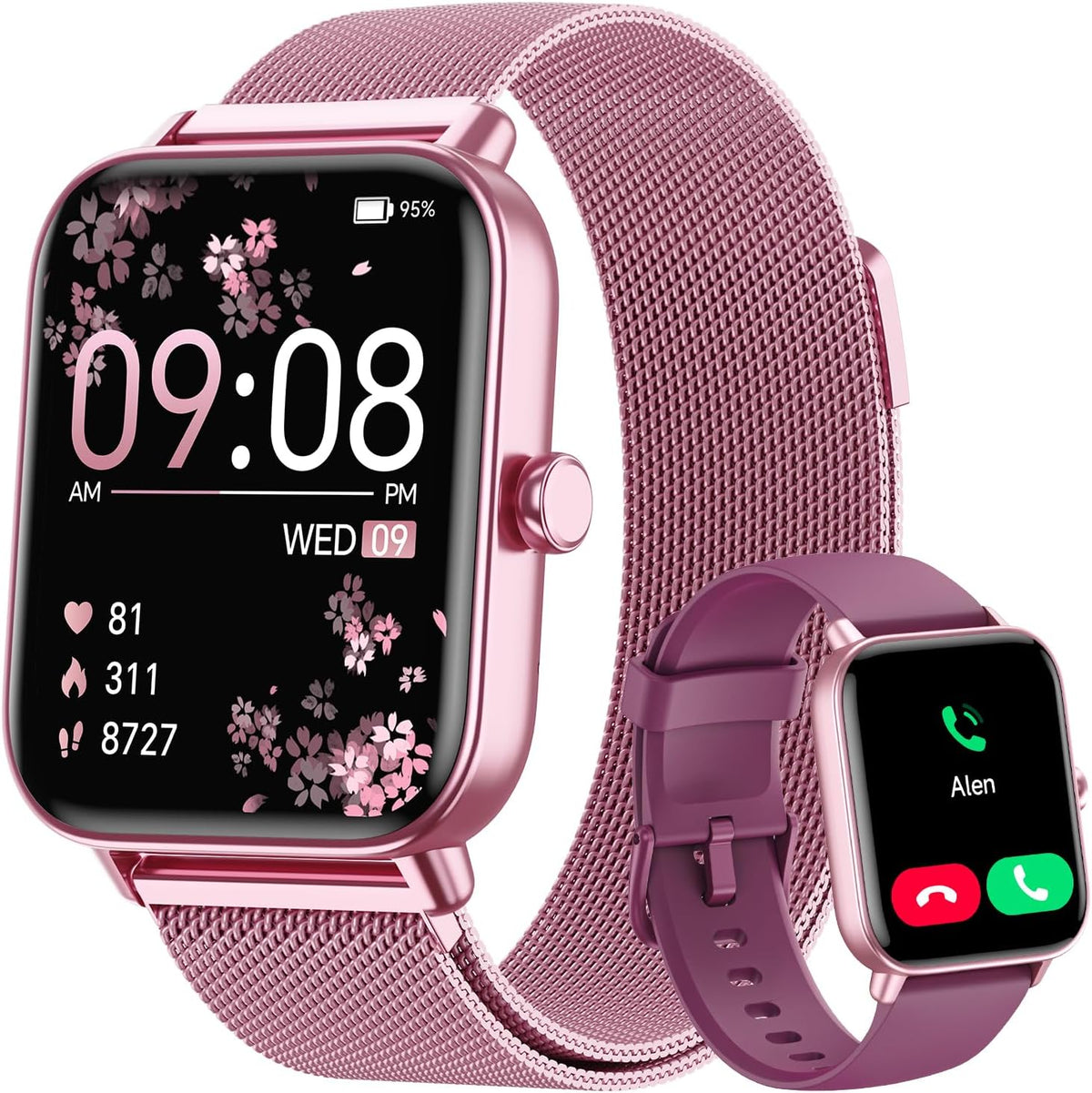 Smart Watches for Women (Calls/Sms/Reminders), 1.85" HD Alexa Smart Watch for Android Phones & Iphone Compatible, 120+ Sport Modes Fitness Watch, Heart Rate/Spo2/Sleep Tracker, 3ATM Fitness Trackers