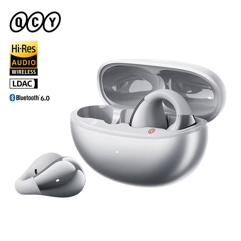 Crossky C30S Open Ear Wireless Earphones Hi-Res with LDAC Ear Clip Earbuds Bluetooth 6.0 Clip on OWS Sports Headphones 40Hrs