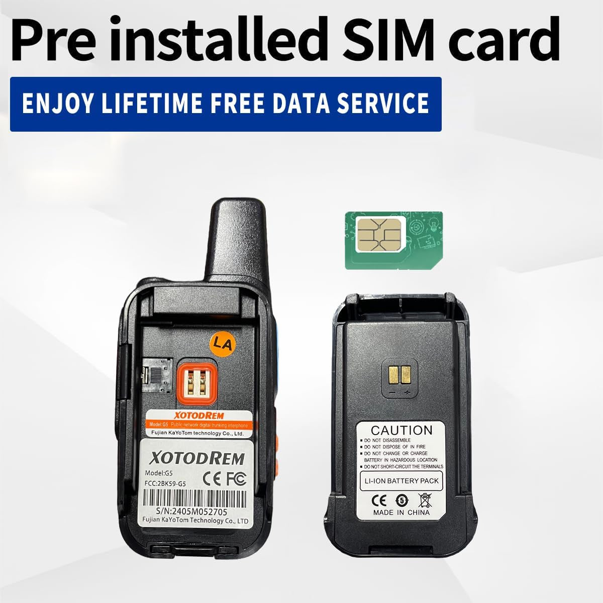 Global Lifetime Free Rapid Walkie Talkies Unlimited Range 4G LTE Poc(Push-To-Talk over Cellular) Radios Nationwide PTT Cellular Radios Long Distance for Family, Logistics, Company 4Pcs with Sim Card