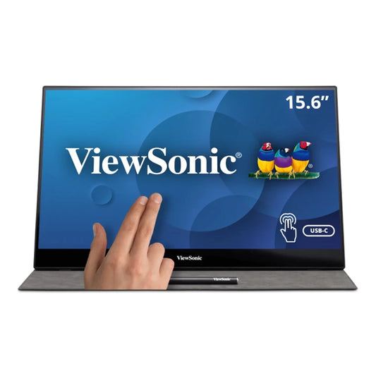 15.6 Inch 1080P Portable Monitor with IPS Touchscreen, 2 Way Powered 60W USB C, Eye Care, Dual Speakers, Built in Stand with Cover (TD1655)