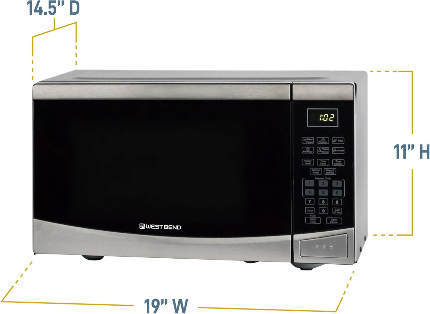 Microwave Oven, 900W, 0.9 Cu. Ft., in Stainless Steel