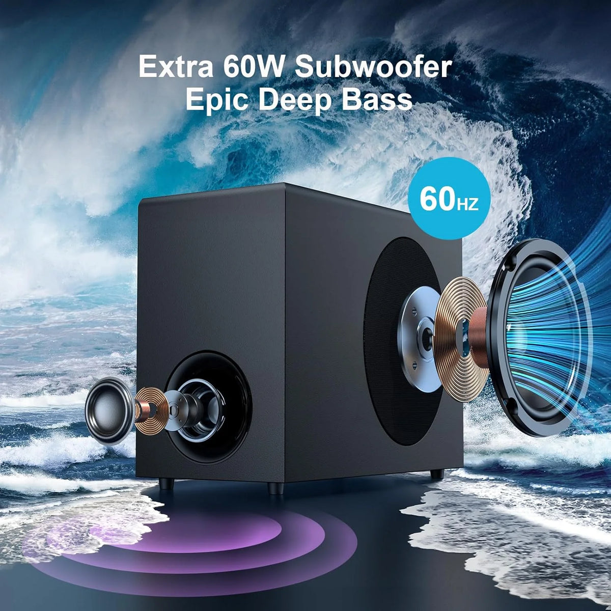 Sound Bar for Smart TV, 110W Sound Bar with Subwoofer, 2 in 1 Detachable Bluetooth Soundbar for TV with Deep Bass & Volume Boost & 3 Equalizer Modes, Black