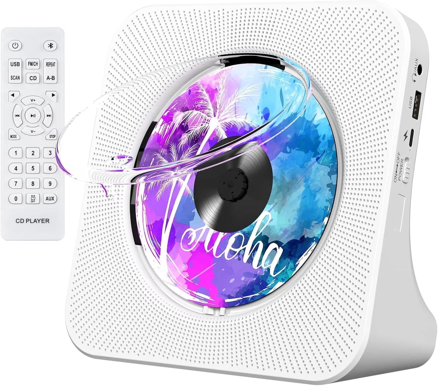 Portable CD Player with Bluetooth, Desktop CD Music Players for Home Built-In Double Hifi Sound Speakers, Support AUX&USB Headphone Jack, FM Radio Boombox, LCD Screen Display for Kids Gift