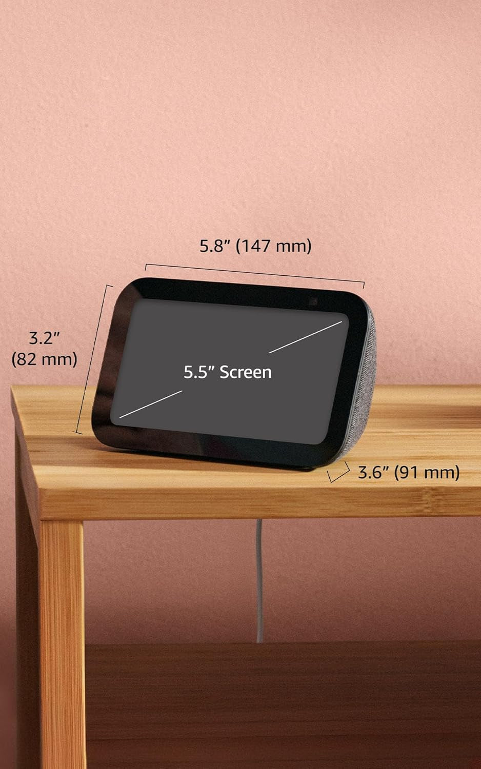 Echo Show 5 (Newest Model), Smart Display, Designed for Alexa+, 2X the Bass and Clearer Sound, Charcoal
