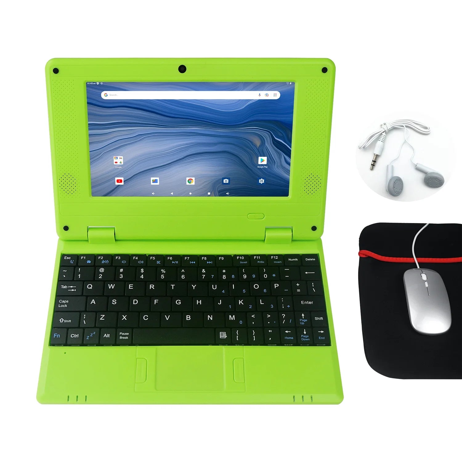 7" Inch Portable Kids Laptop Computer Powered by Linux-Android 12 Operating System- Green